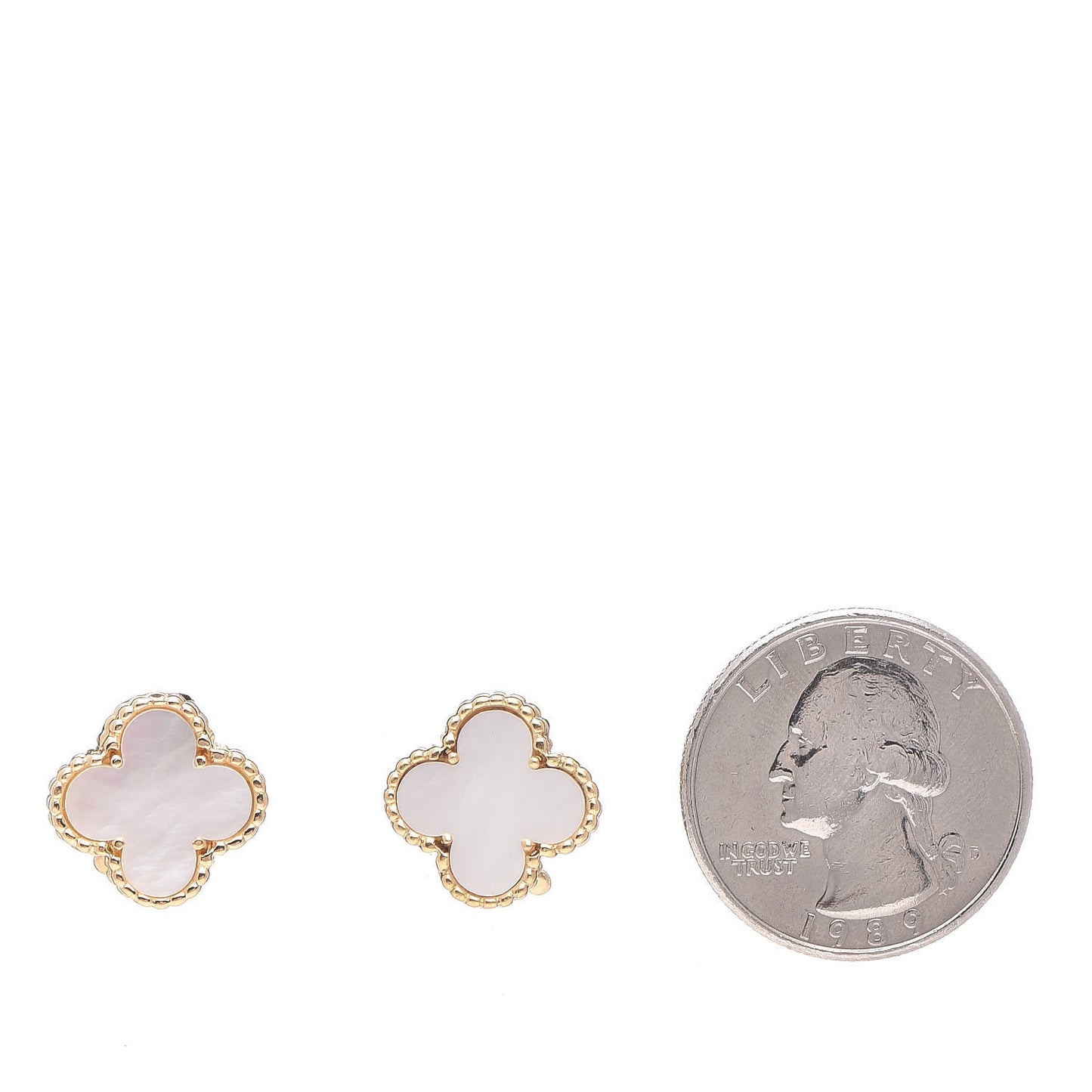 18K Yellow Gold Mother of Pearl Vintage Alhambra Clip-On Earrings