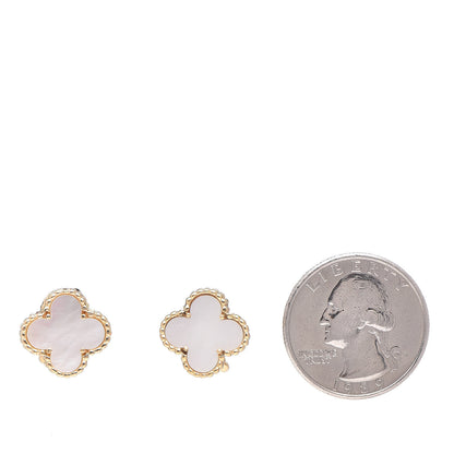 Van Cleef & Arpels 18K Yellow Gold Mother of Pearl Vintage Alhambra Clip-On Earrings 2 of 4