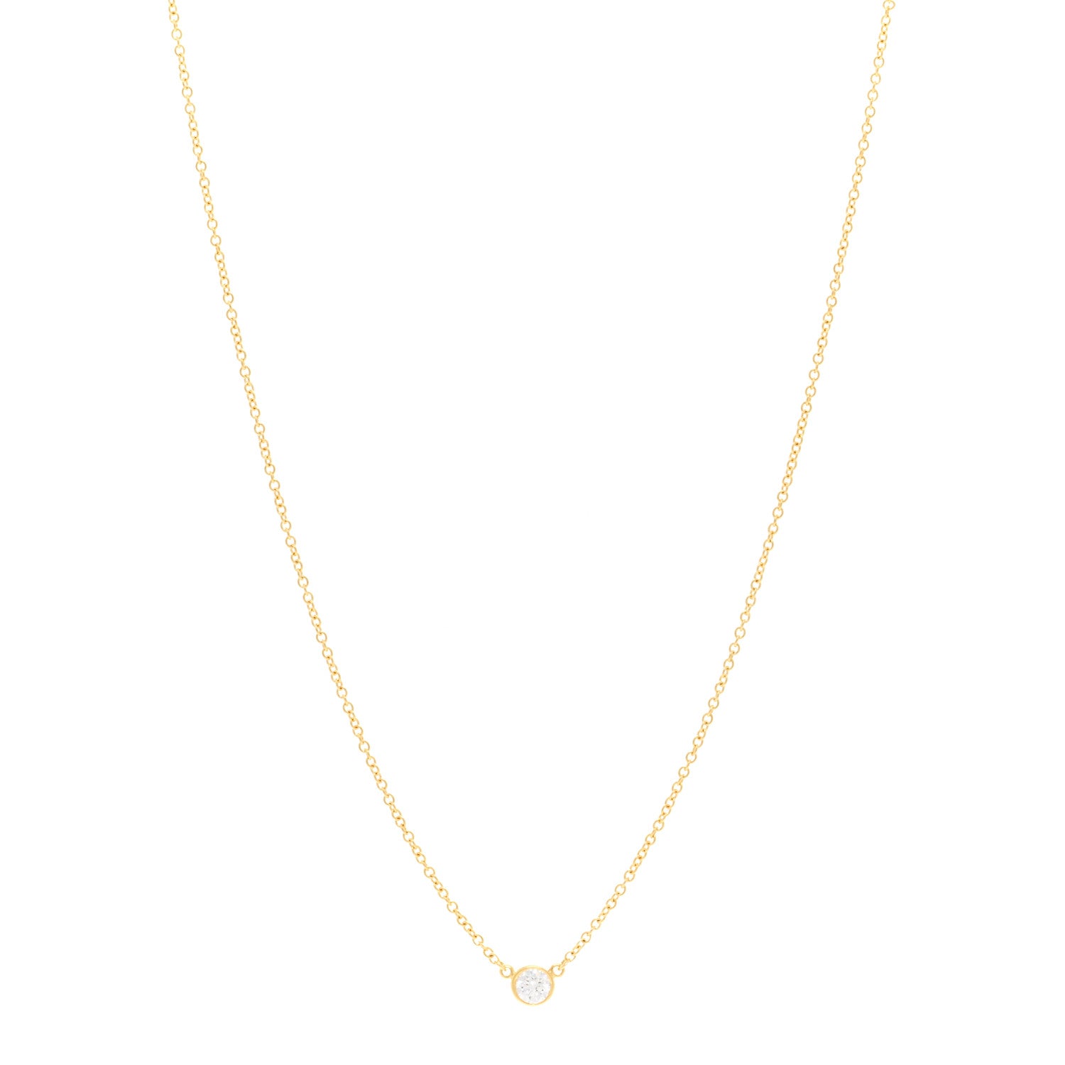 Tiffany 18K Yellow Gold Diamond .17ct Elsa Peretti Diamonds by the Yard Pendant Necklace 1 of 4