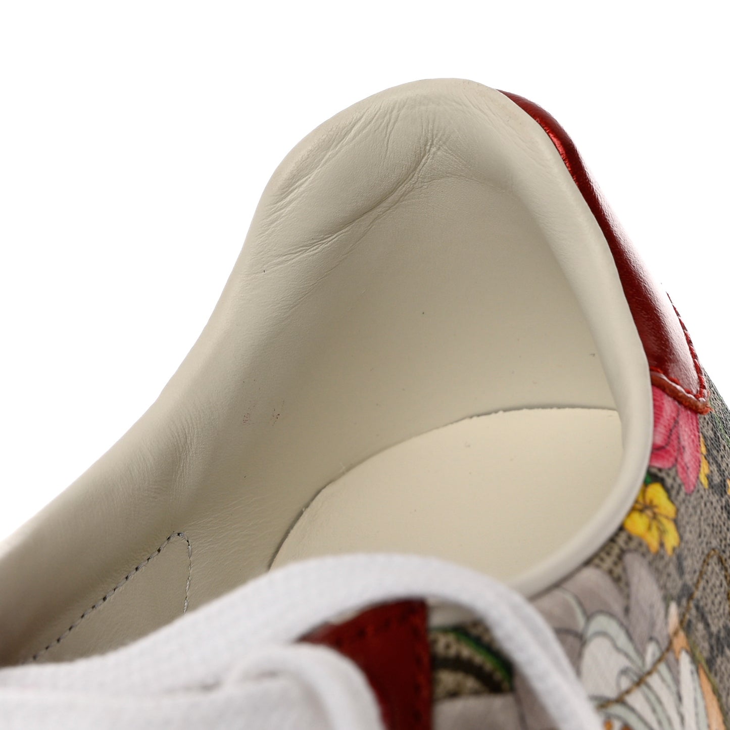 GG Supreme Monogram Flora Web Womens Ace Sneakers 35 Beige Multicolor Rosso
