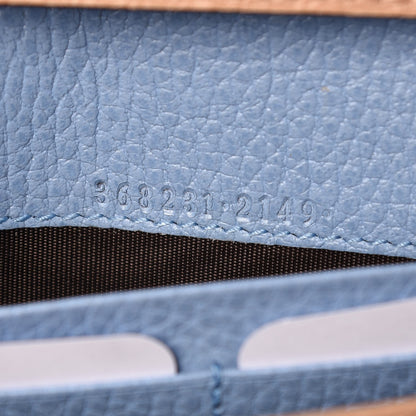 Gucci Dollar Calfskin Mini Swing Wallet Bag Camelia Mineral Blue 7 of 9
