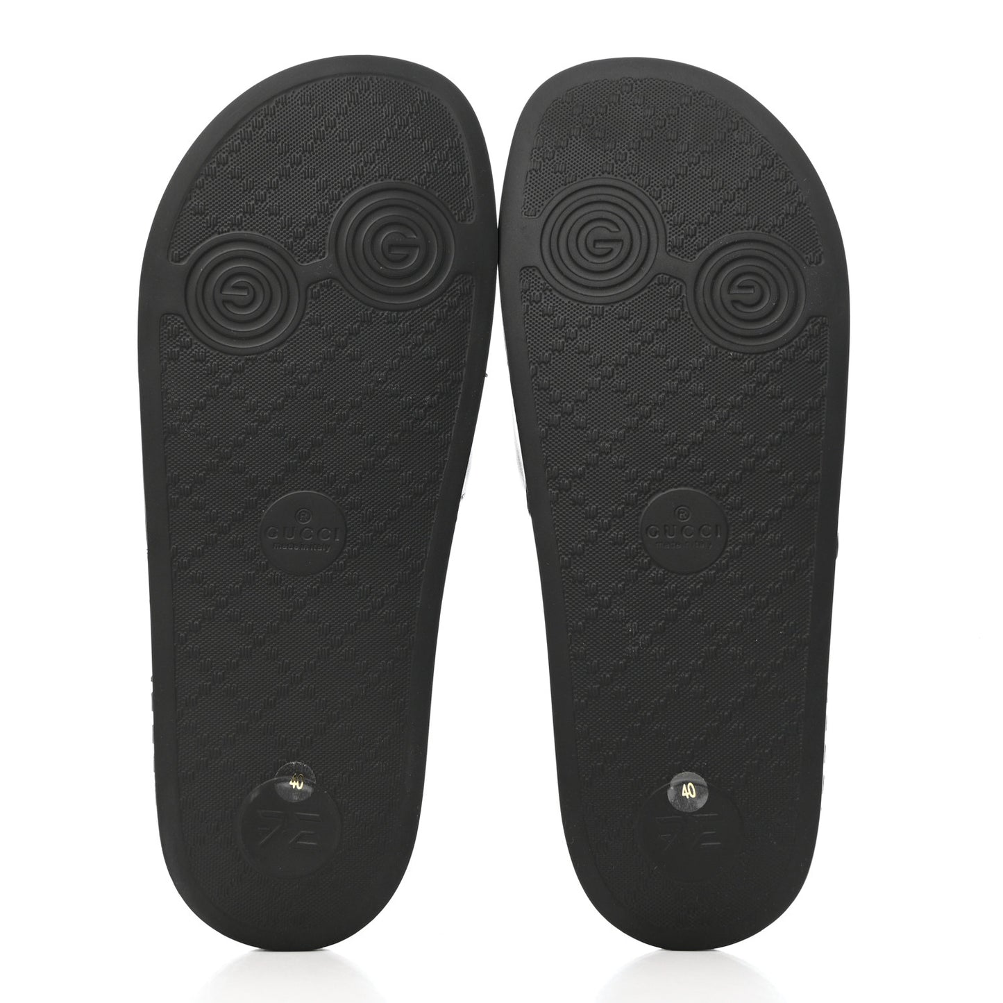 Nappa Miro Soft Calfskin Womens Interlocking G Slide Sandals 40 Black White