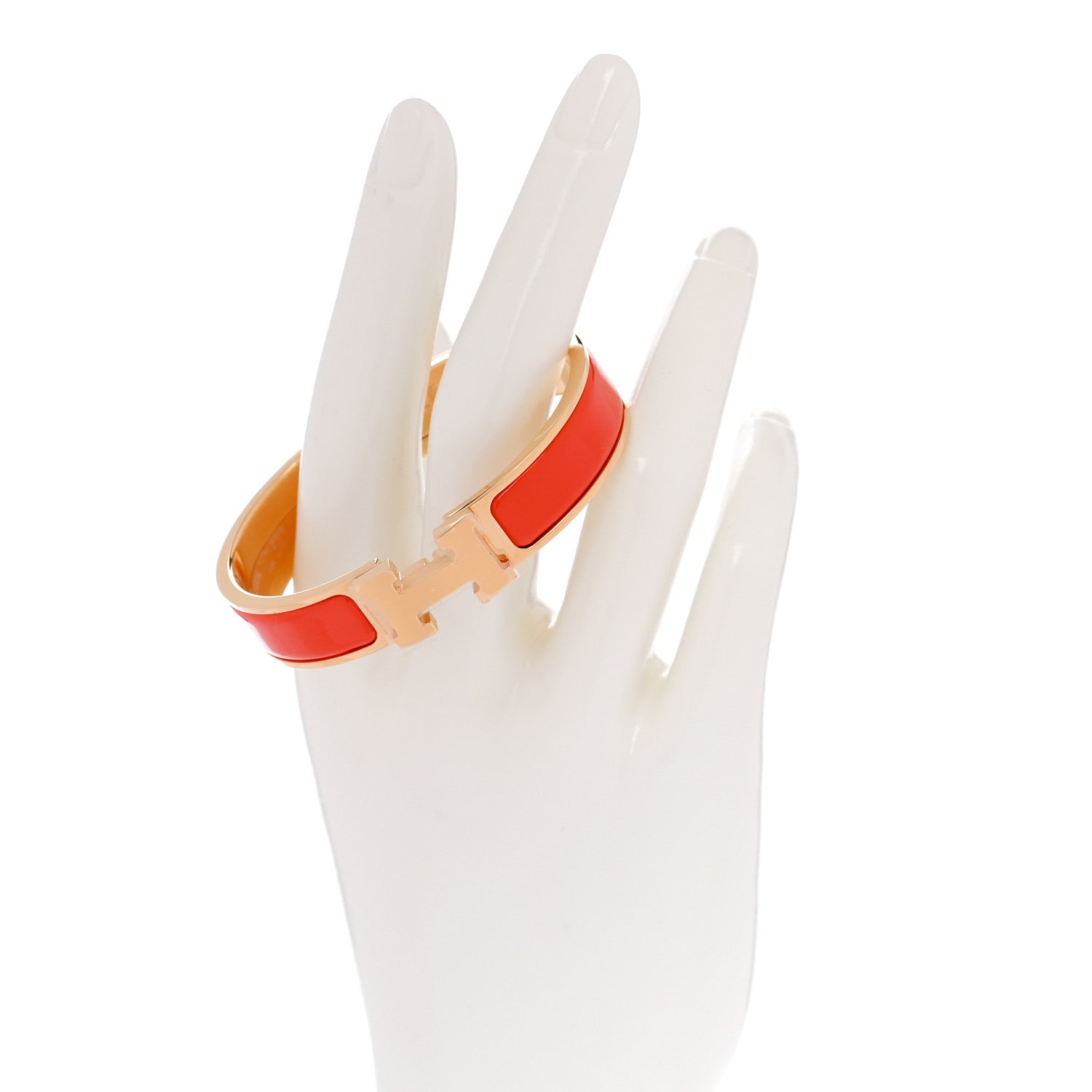 Hermes Enamel Narrow Clic Clac H Bracelet PM Orange Fruite 2 of 5