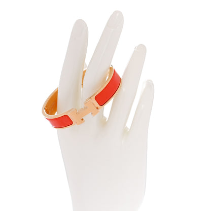 Hermes Enamel Narrow Clic Clac H Bracelet PM Orange Fruite 2 of 5