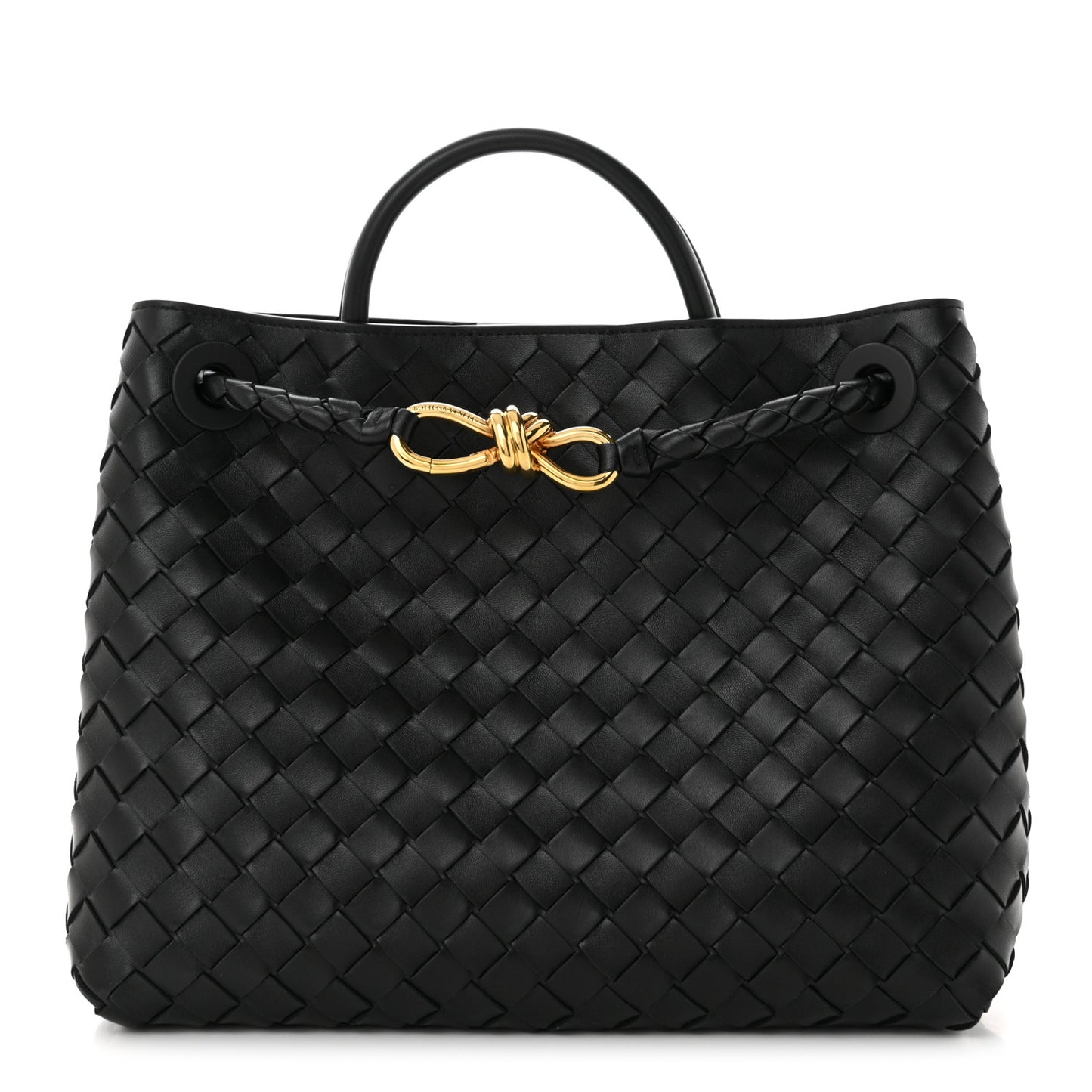 Nappa Intrecciato Medium Andiamo Shoulder Bag Black