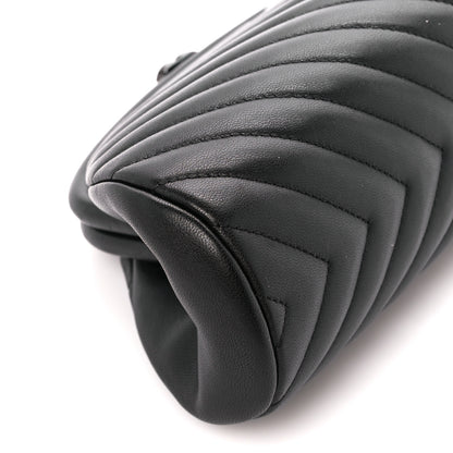Chanel Lambskin Chevron Quilted Timeless Clutch Black 9 of 10
