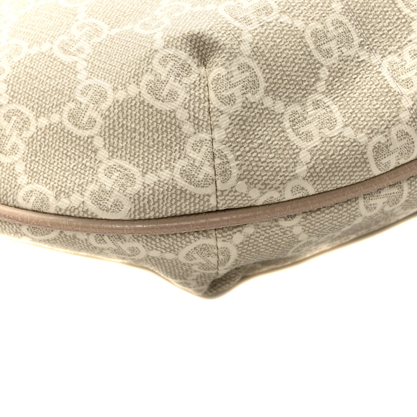 GG Supreme Monogram Textured Dollar Calfskin Web Small Ophidia Half Moon Hobo Beige Mystic White Oatmeal