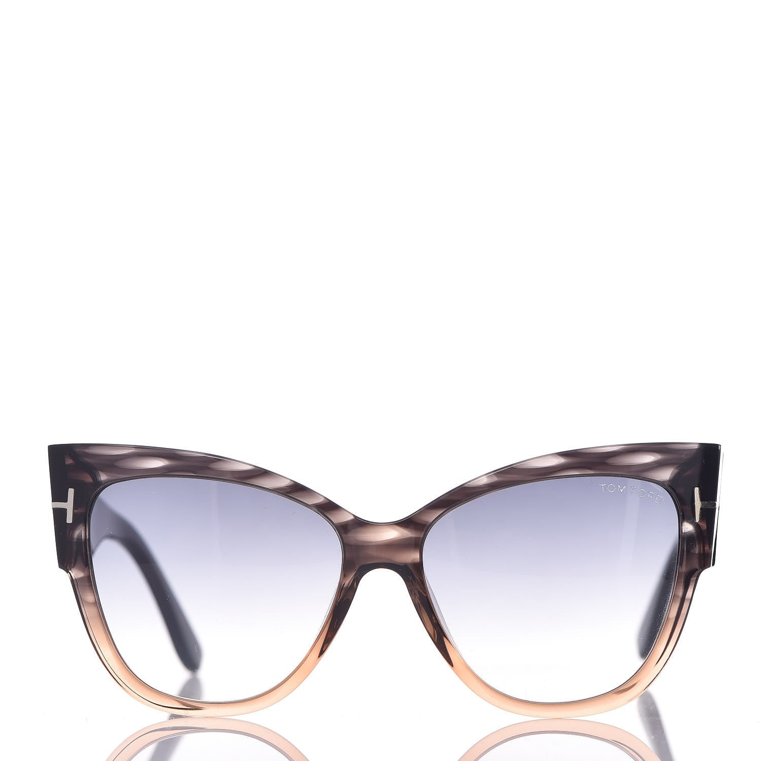 Tom Ford Acetate Anoushka Cat Eye Sunglasses TF371 Melange Grey Peach 2 of 7