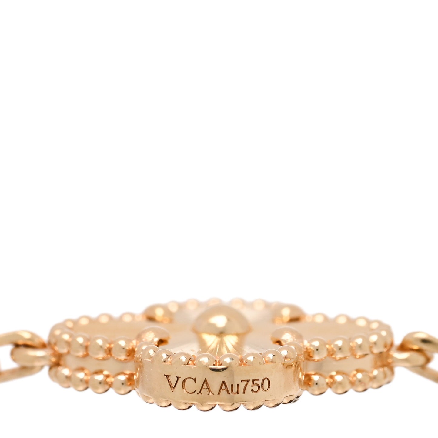 18K Yellow Gold Diamond 5 Motifs Guilloche Vintage Alhambra Bracelet