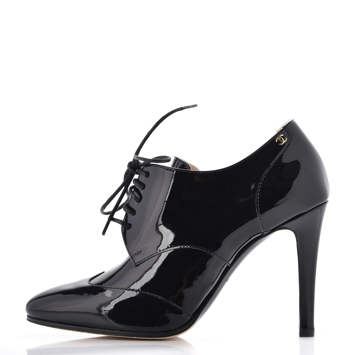 Patent Calfskin Cap Toe Short Boots 36 Black