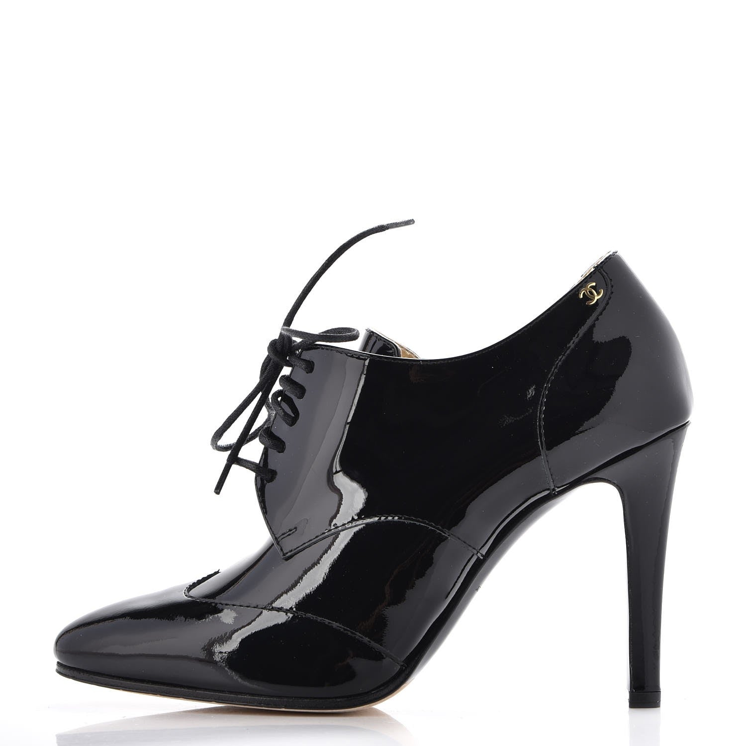 Chanel Patent Calfskin Cap Toe Short Boots 36 Black 1 of 9