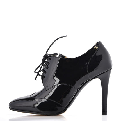 Chanel Patent Calfskin Cap Toe Short Boots 36 Black 1 of 9