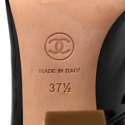 Chanel Patent Calfskin CC Open Toe Pumps 37.5 Black 6 of 9