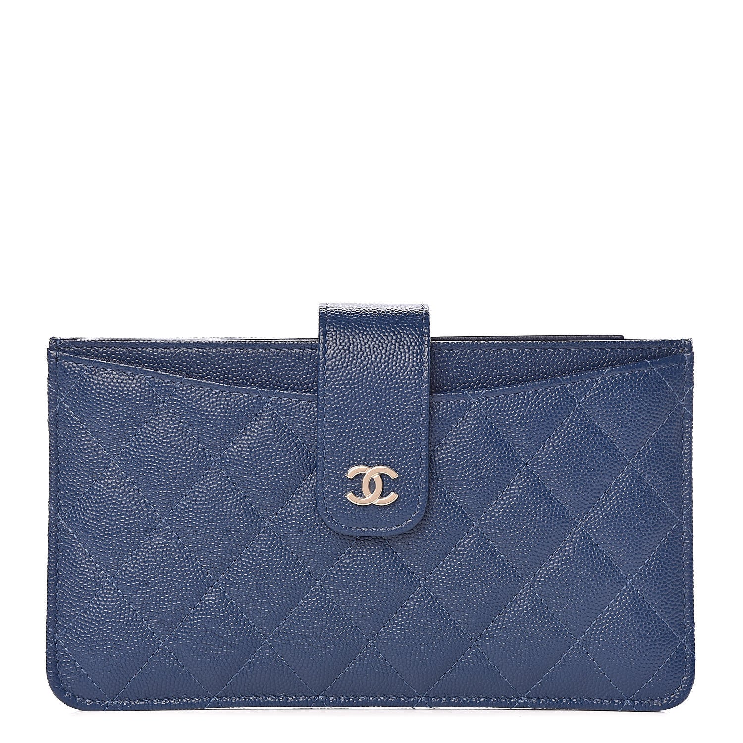 Chanel Iridescent Caviar Quilted Classic Strap Pouch Navy 1 of 10