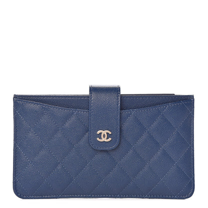 Chanel Iridescent Caviar Quilted Classic Strap Pouch Navy 1 of 10