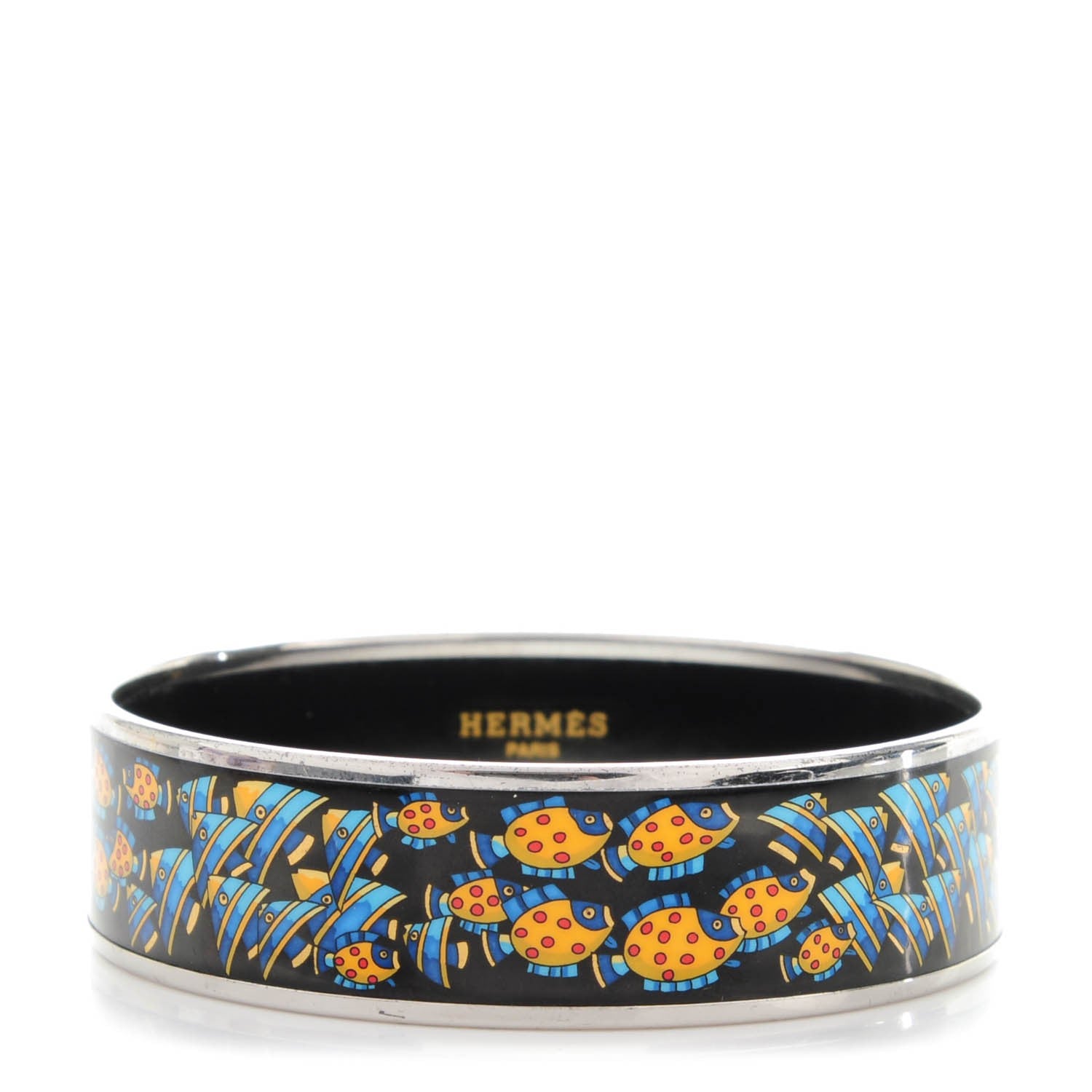 Hermes Enamel Printed Wide Rencontre Oceane Bracelet 70 1 of 5