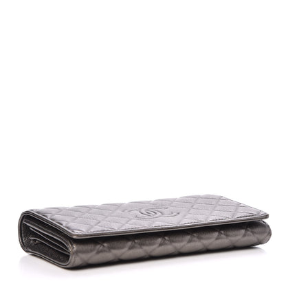 Chanel Calfskin Quilted Diamond CC Large Gusset Flap Wallet Dark Silver 4 of 9