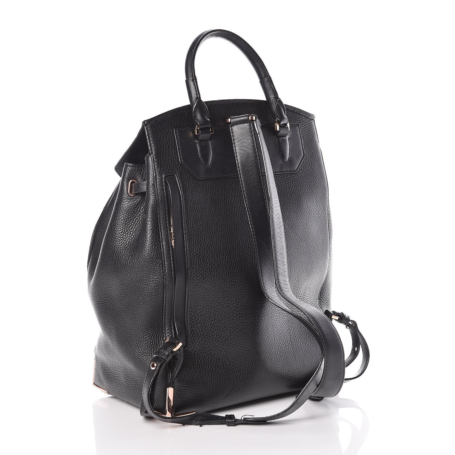 Alexander Wang Pebbled Calfskin Prisma Skeletal Backpack Black Rose Gold Hardware 3 of 13