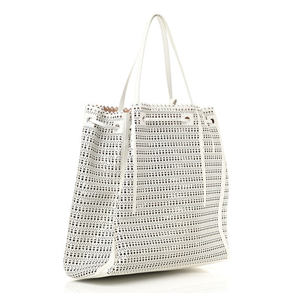 Alaia Calfskin Laser Cut Mina Vienne Tote White 3 of 12