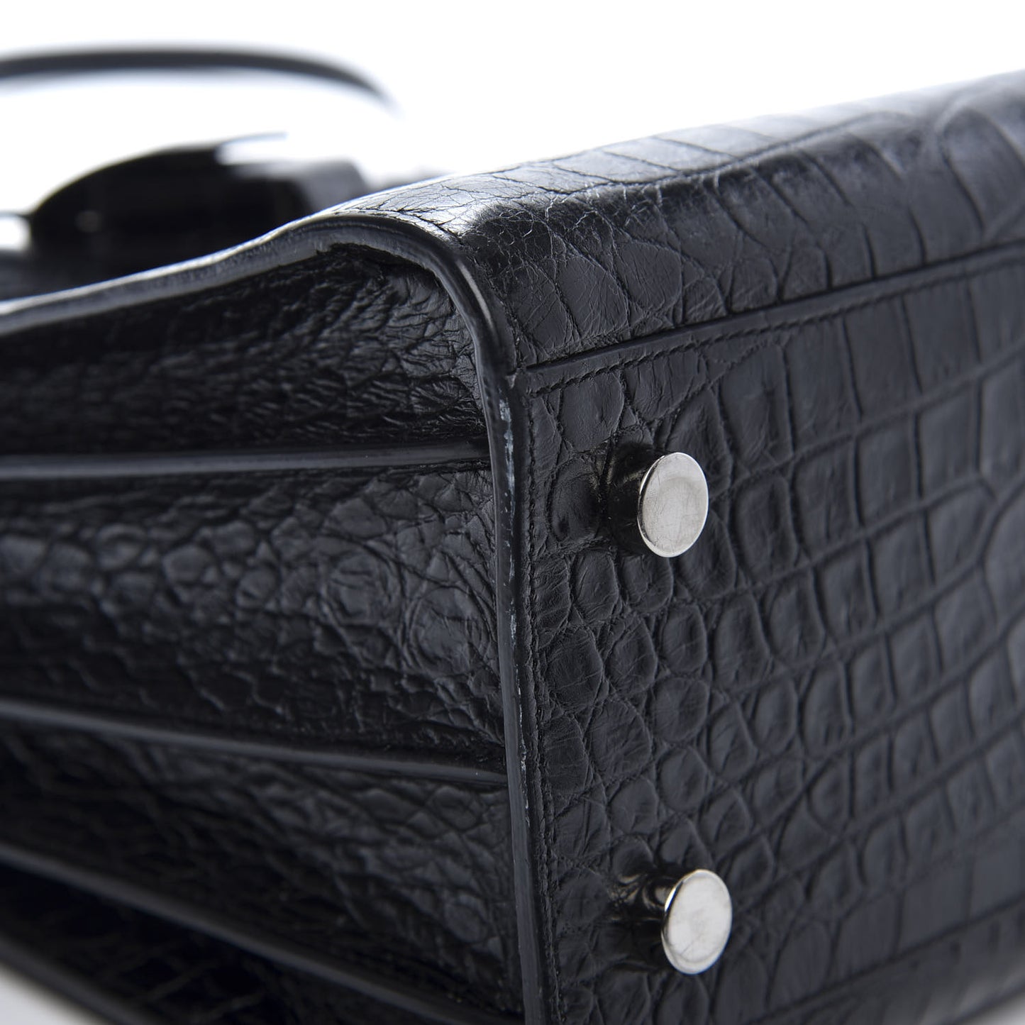 Calfskin Crocodile Embossed Baby Sac De Jour Black
