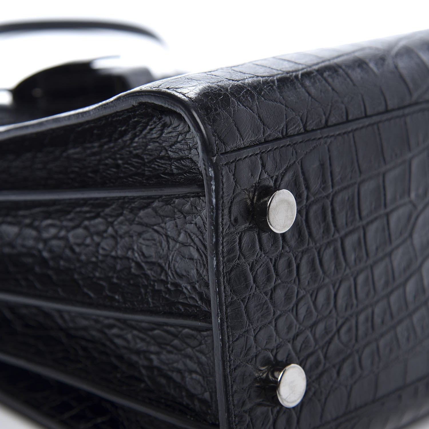 Saint Laurent Calfskin Crocodile Embossed Baby Sac De Jour Black 13 of 14