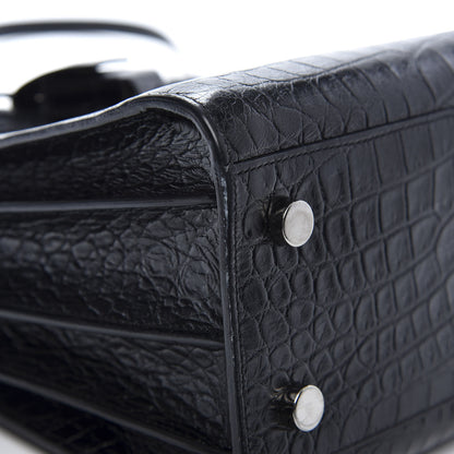 Saint Laurent Calfskin Crocodile Embossed Baby Sac De Jour Black 13 of 14