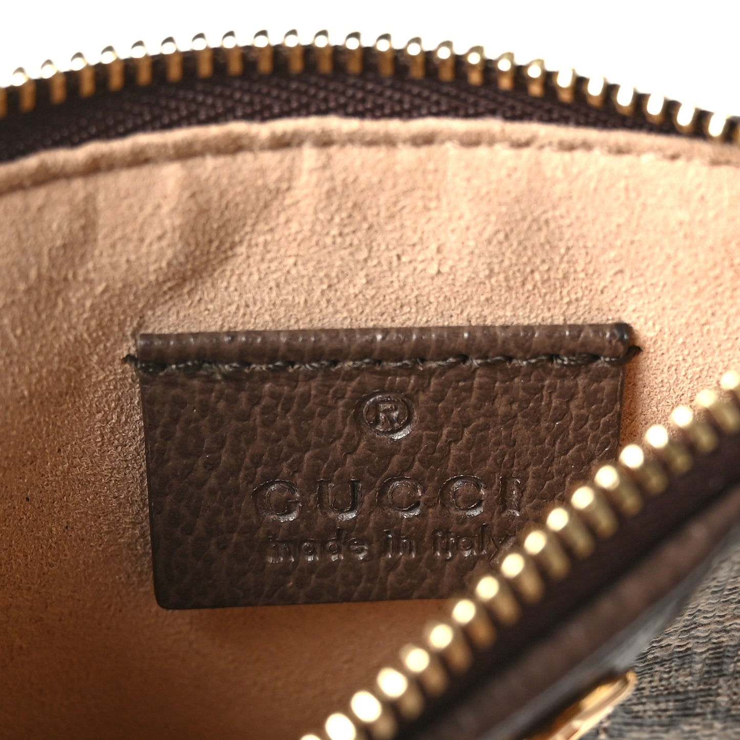GG Supreme Monogram Web Ophidia Zip Card Case Brown