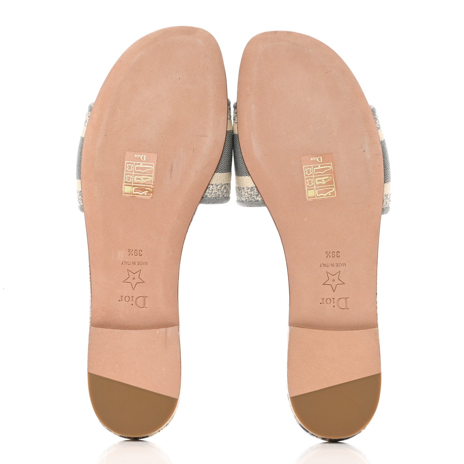 Christian Dior Canvas Toile de Jouy Embroidered Dway Flat Slide Sandals 39.5 Light Grey 5 of 9
