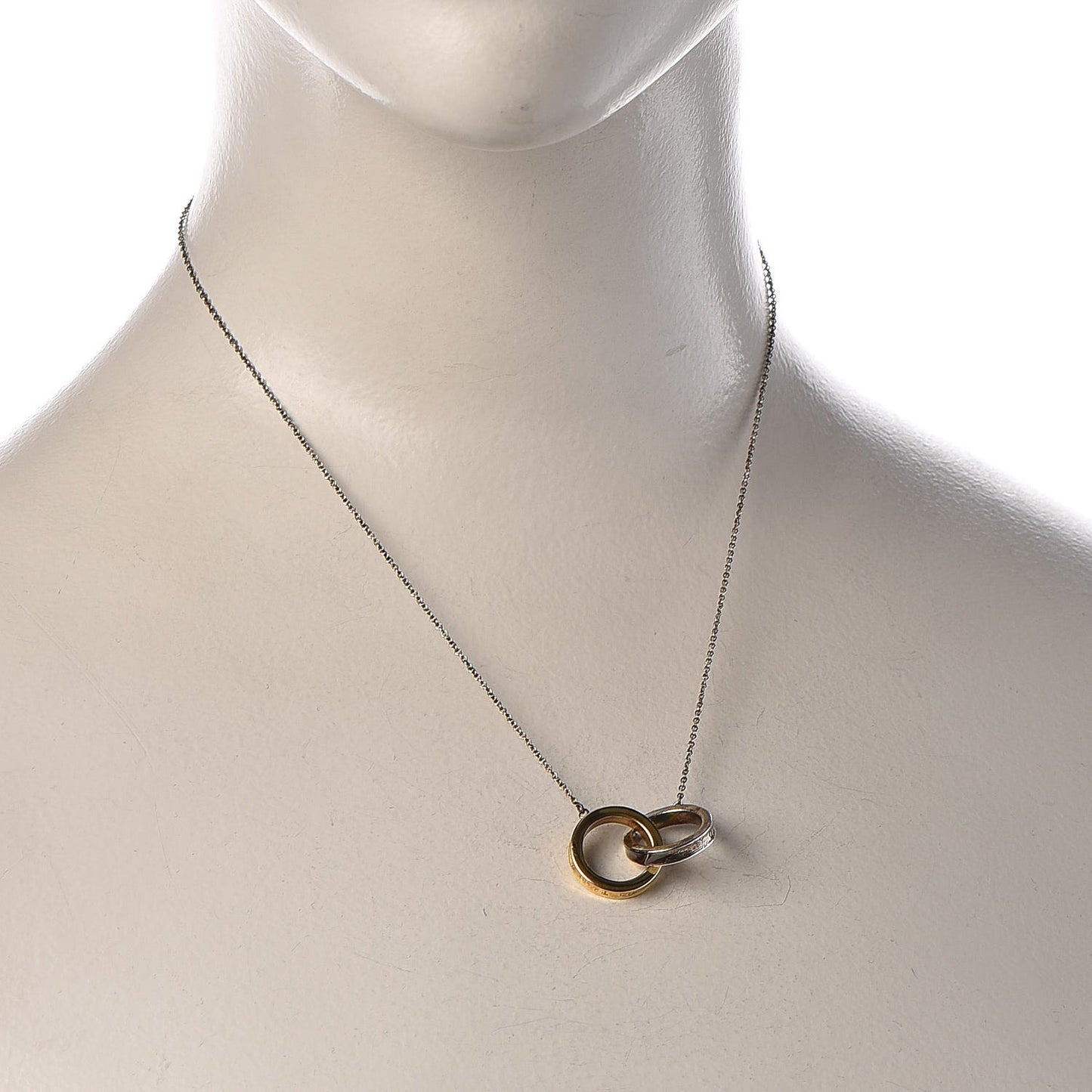 Sterling Silver 18K Yellow Gold 1837 Interlocking Circles Pendant Necklace