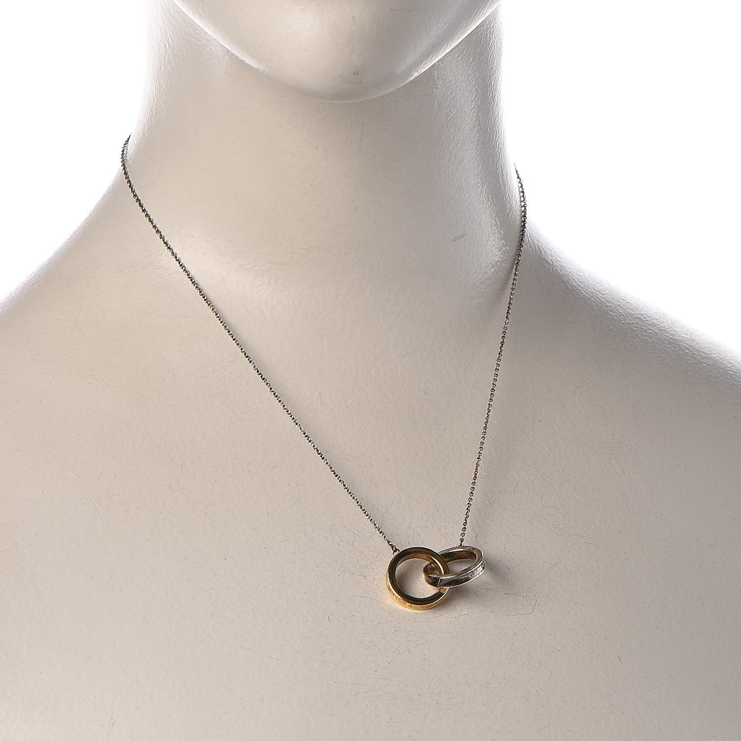 Tiffany Sterling Silver 18K Yellow Gold 1837 Interlocking Circles Pendant Necklace 2 of 8