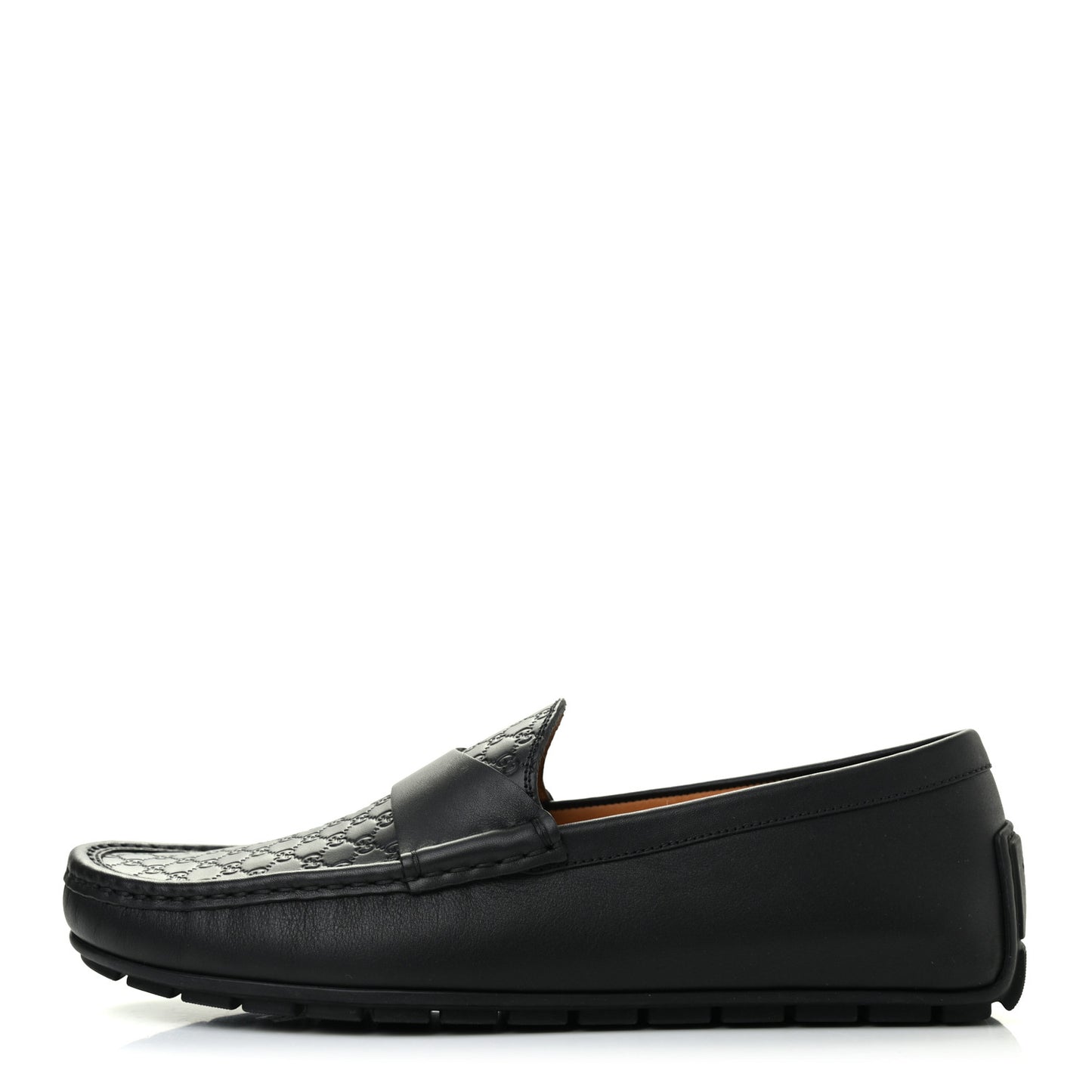 Calfskin Miro Soft Microguccissima Mens Driver Loafers 8 Black