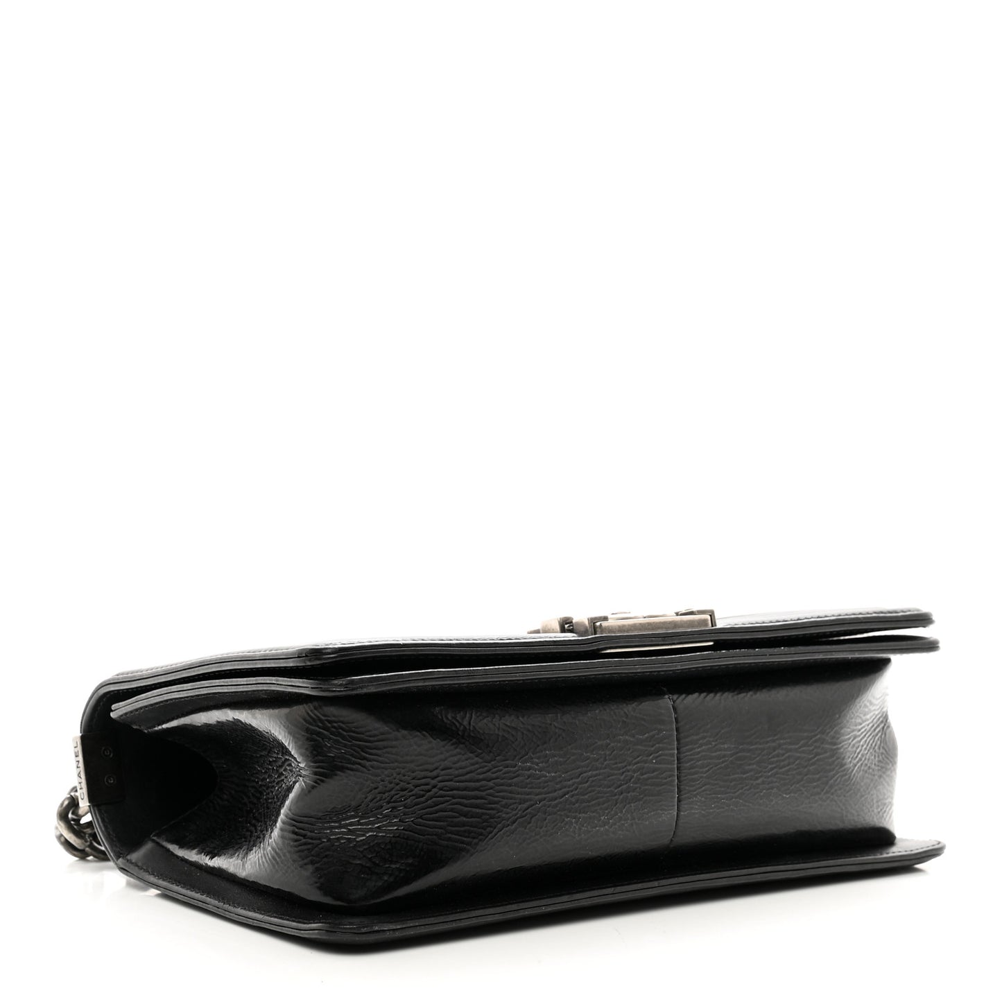 Patent Snakeskin Medium Boy Flap Black