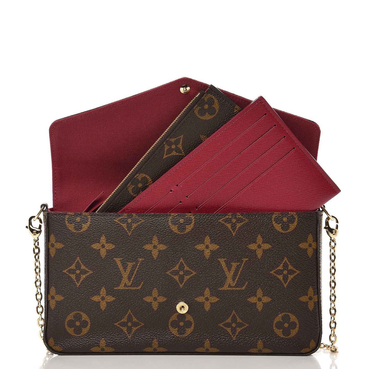Monogram Pochette Felicie Chain Wallet Fuchsia