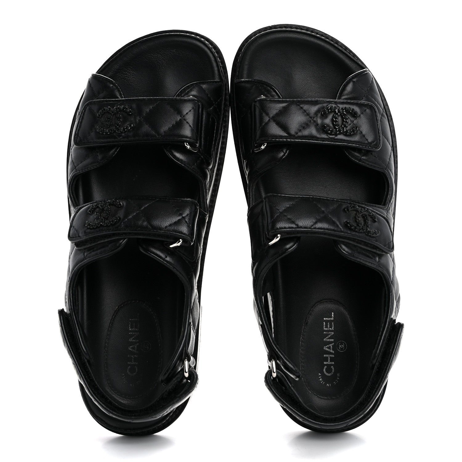 Chanel Lambskin Velcro Dad Sandals 38 So Black 2 of 14