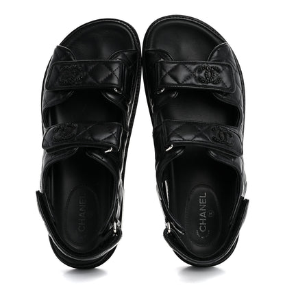 Chanel Lambskin Velcro Dad Sandals 38 So Black 2 of 14