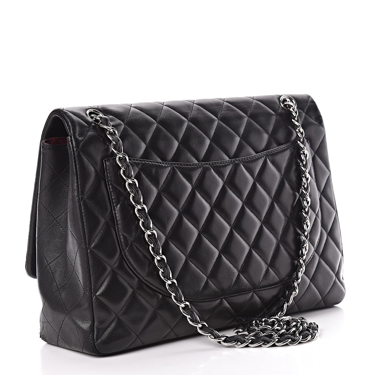 Lambskin Quilted Maxi Single Flap Black