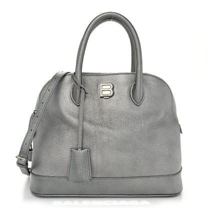 Balenciaga Metallic Calfskin LED Logo Projector Top Handle Bag Silver 1 of 14