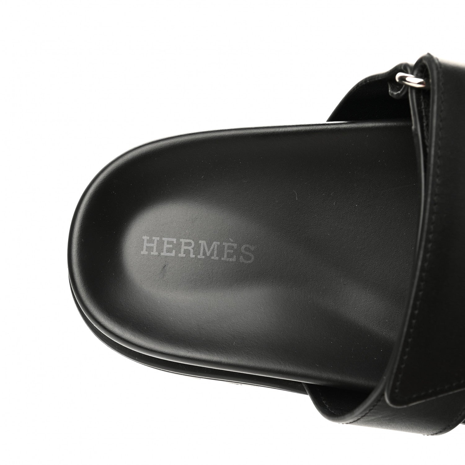 Hermes Calfskin Womens Chypre Sandals 37.5 Black 7 of 10