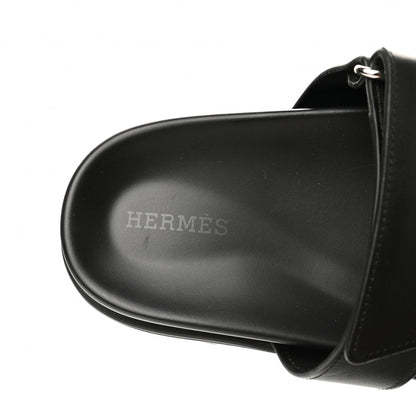 Hermes Calfskin Womens Chypre Sandals 37.5 Black 7 of 10