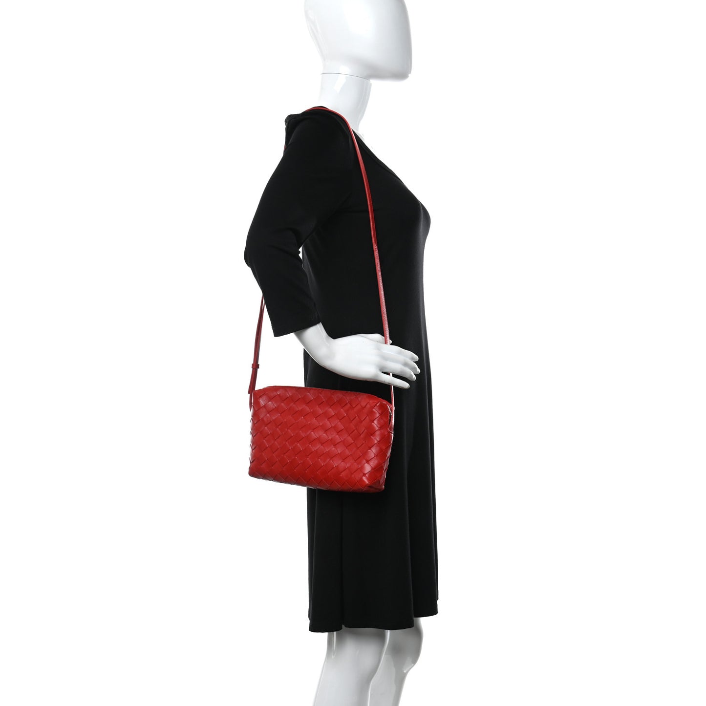 Nappa Intrecciato Mini Crossbody Red