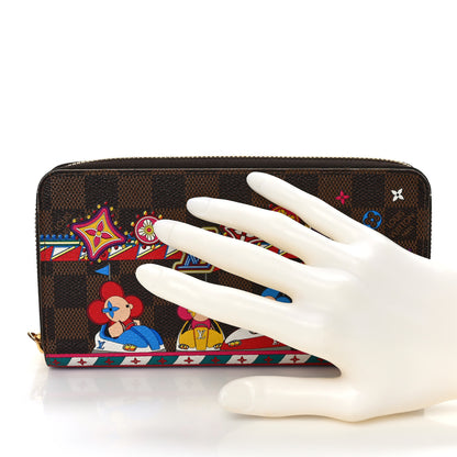 Louis Vuitton Damier Ebene 2020 Christmas Animation Bumper Cars Zippy Wallet Coquelicot 2 of 7