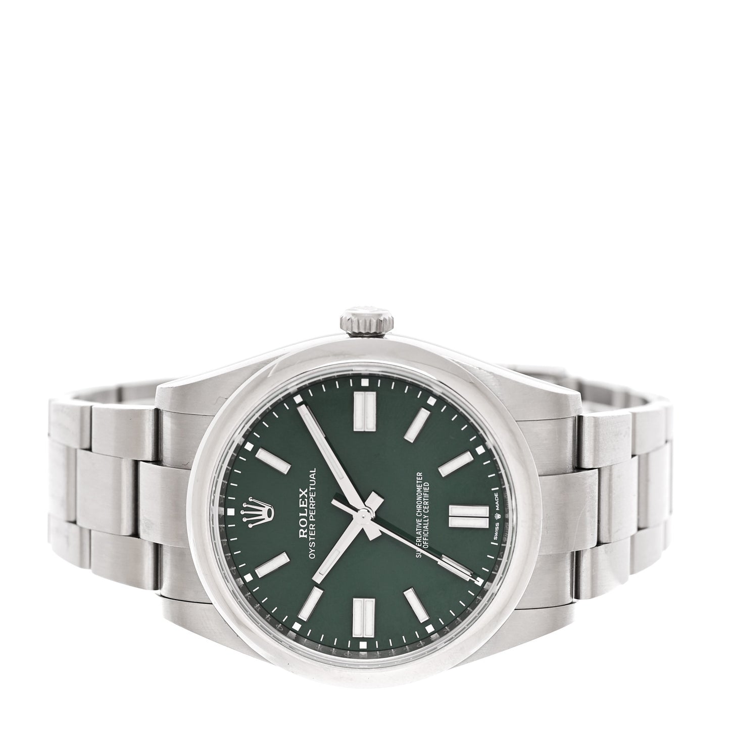 Stainless Steel 41mm Oyster Perpetual Watch Green 124300