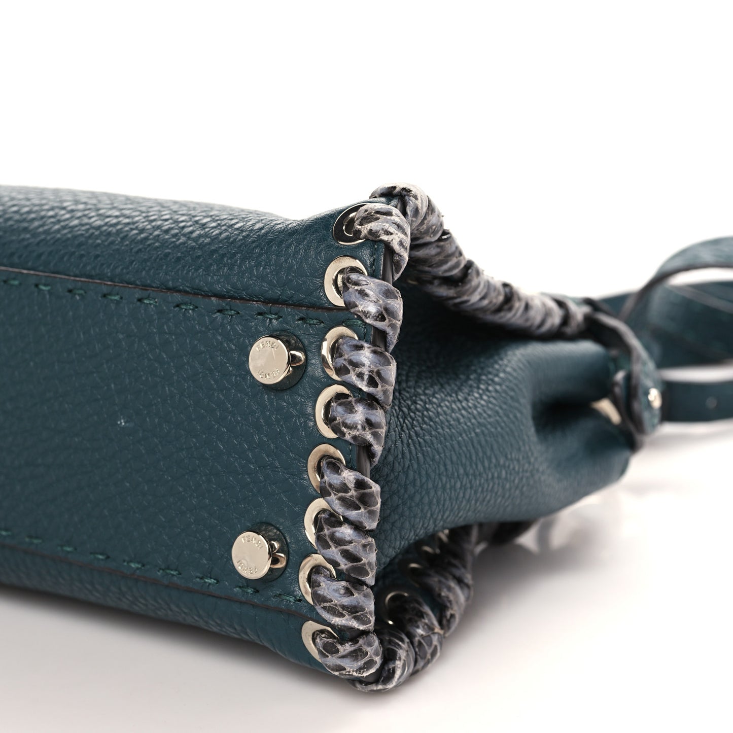 Cuoio Romano Elaphe Selleria Lace Up Bi-Color Mini Peekaboo Iconic Satchel Amazzonia