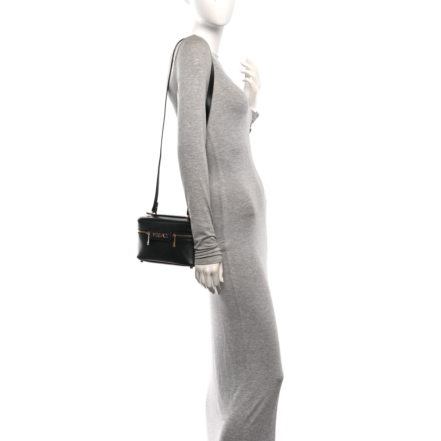 Versace Lambskin Tag Vanity Bag Black 2 of 10