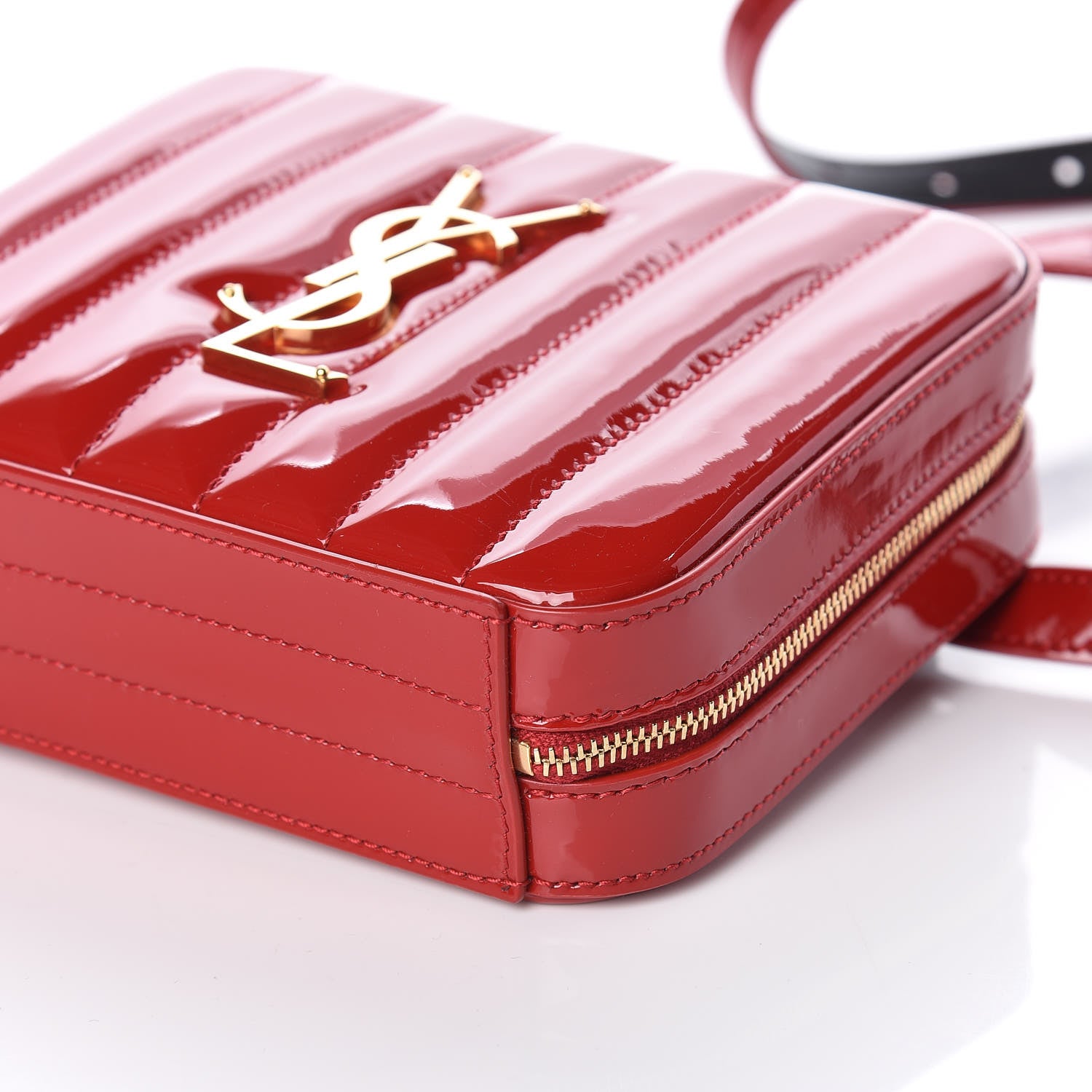 Saint Laurent Patent Matelasse Vicky Monogram Belt Bag Red 9 of 9