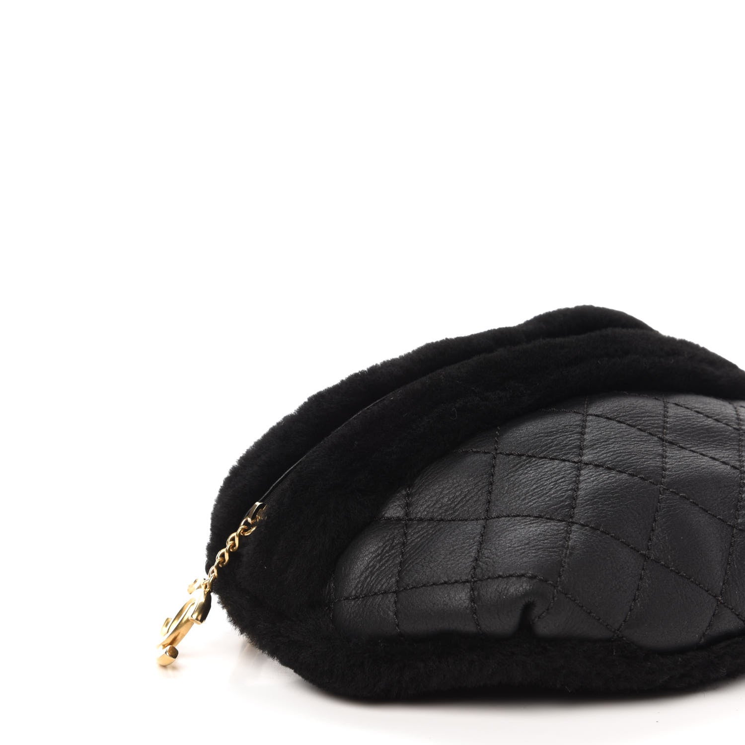 Chanel Calfskin Fur Quilted Waist Bag Fanny Pack Black 6 of 11
