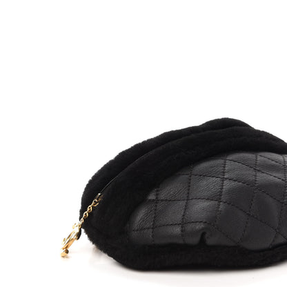 Chanel Calfskin Fur Quilted Waist Bag Fanny Pack Black 6 of 11