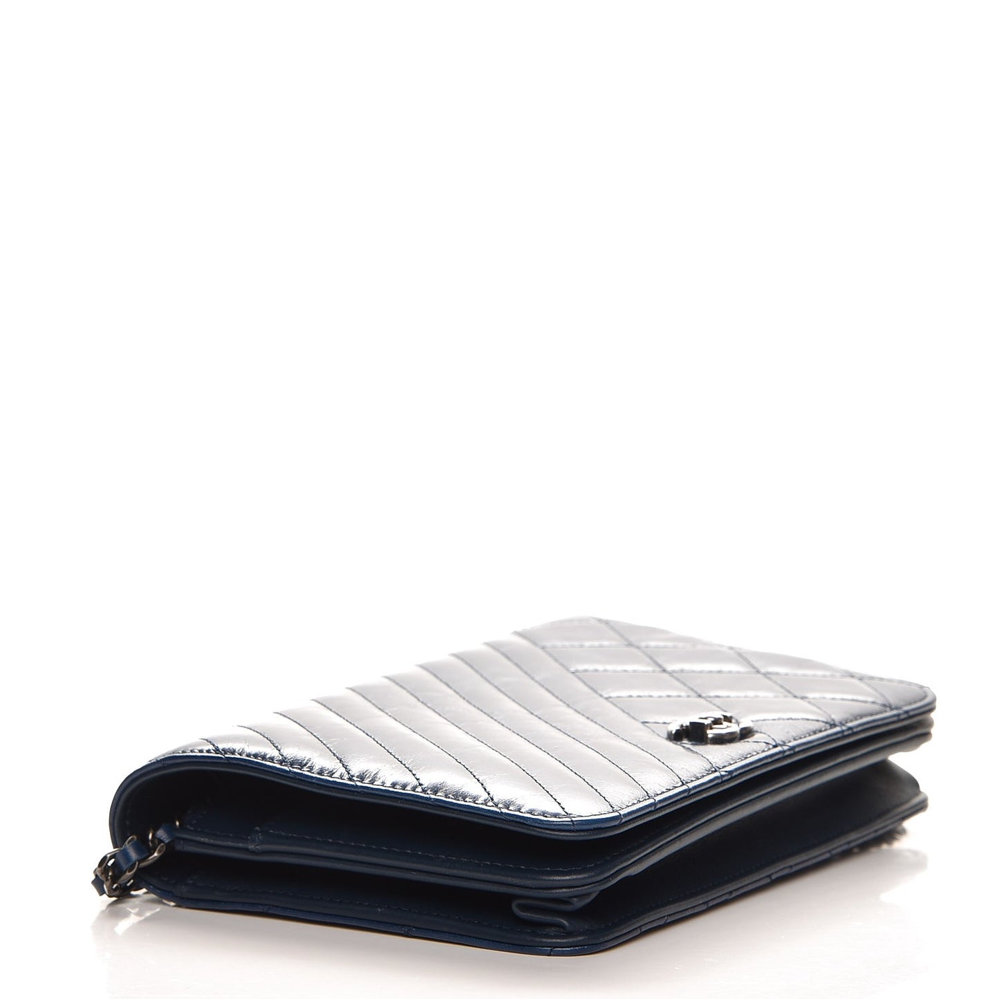 Glazed Calfskin Quilted Coco Boy Wallet On Chain WOC Blue