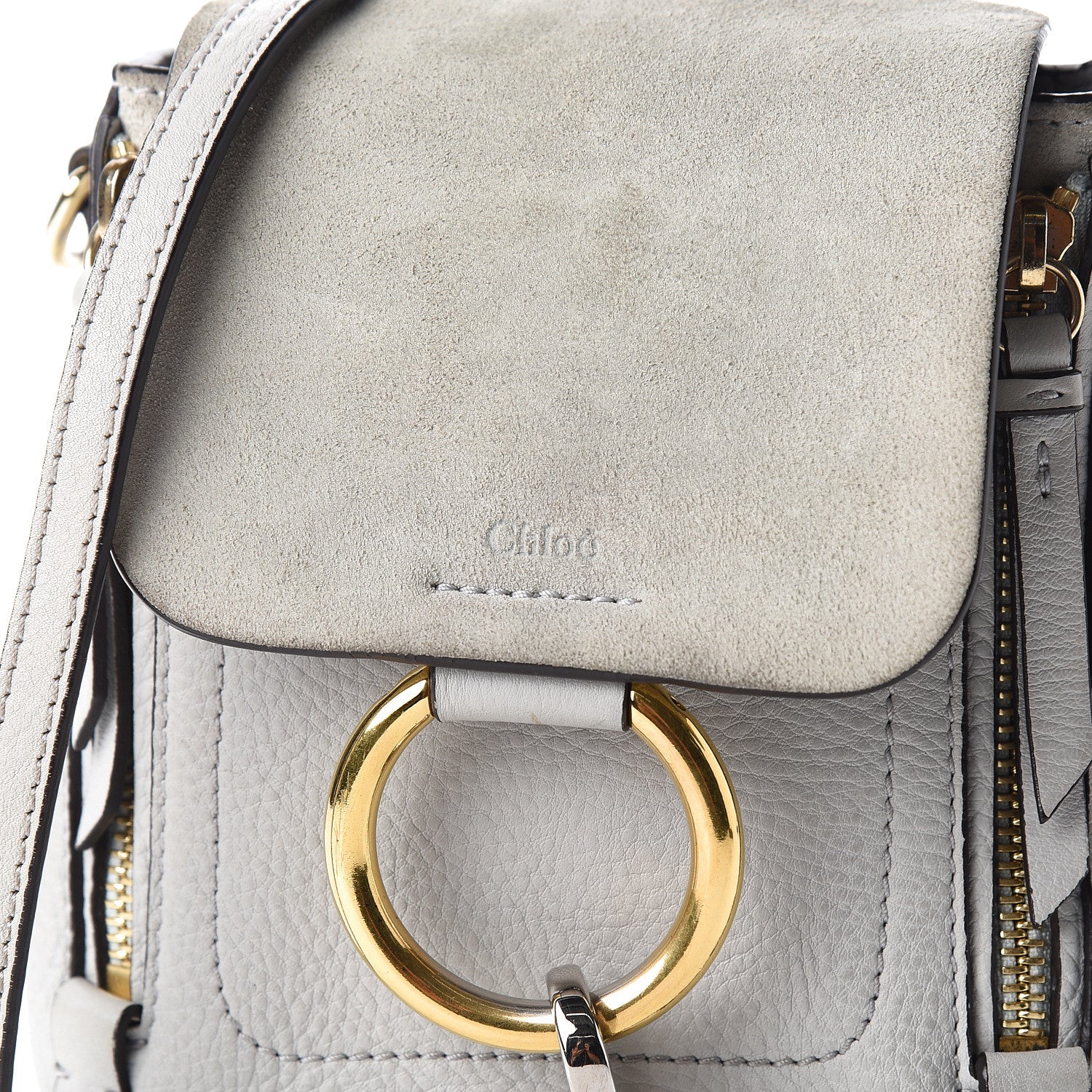 Chloe Suede Calfskin Mini Faye Backpack Airy Grey 9 of 9