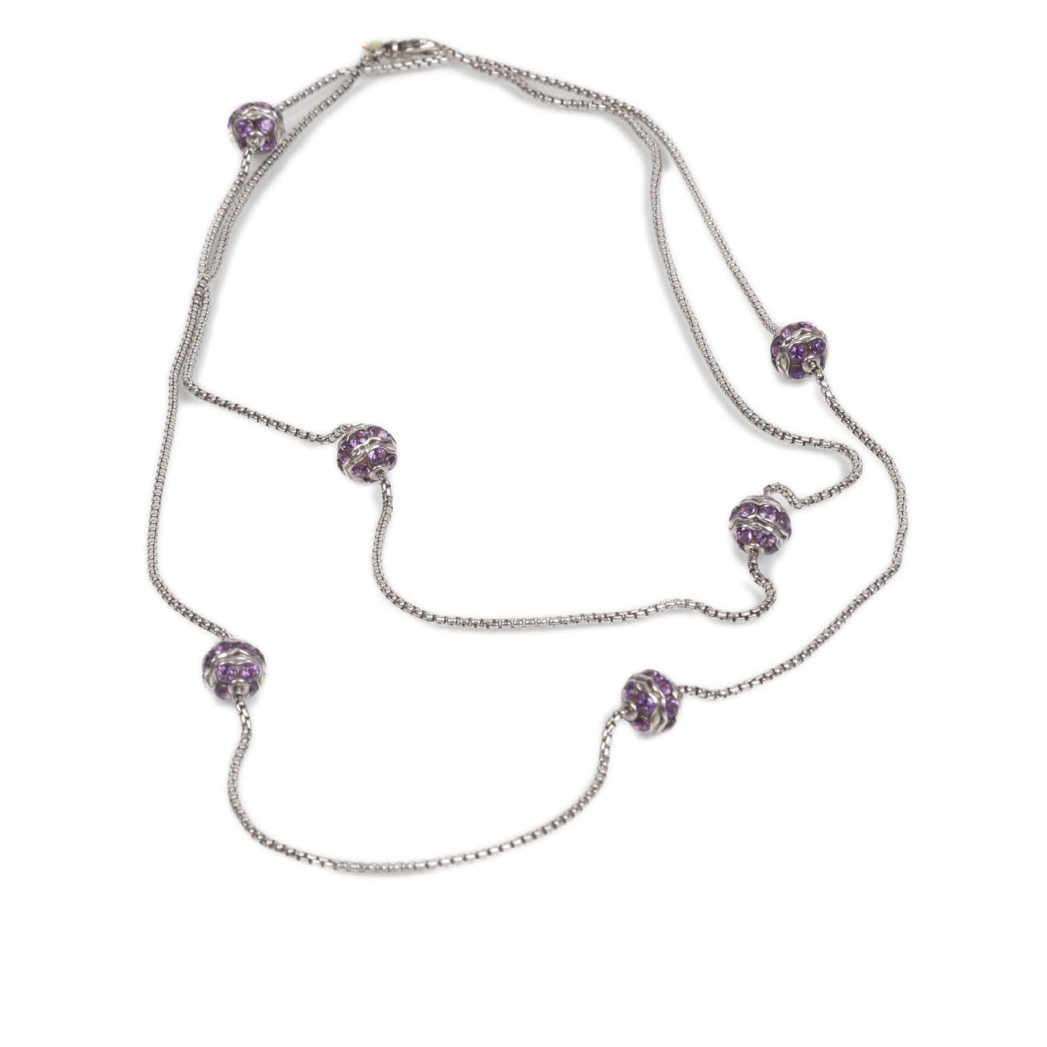 David Yurman Sterling Silver and Amethyst Long Necklace 1 of 6